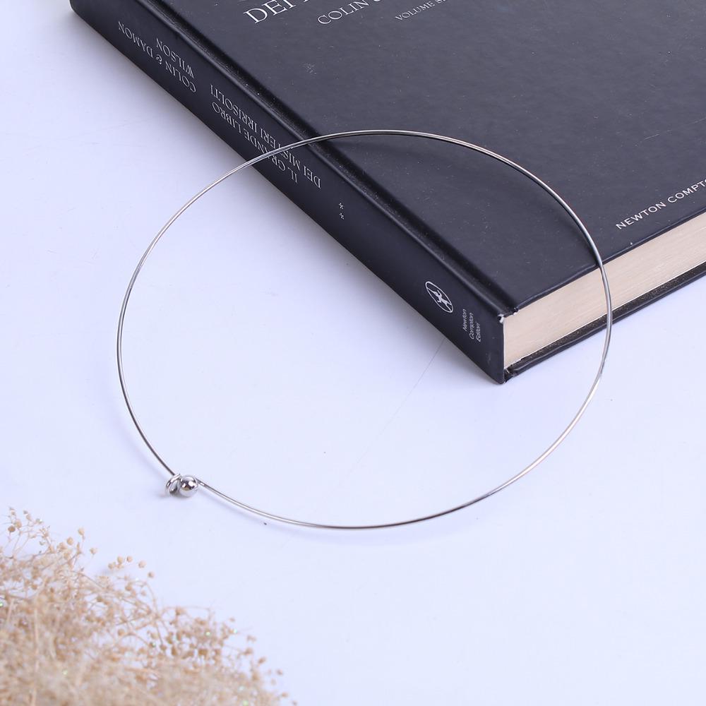 1 ΤΕΜ. 304 Ανοξείδωτο Ατσάλι Κολιέ Choker Στρογγυλό Με Αφαιρούμενο Τέλος Κάλυμμα Μπάλας Χειροποίητο DIY Κοσμήματα 45cm μήκος