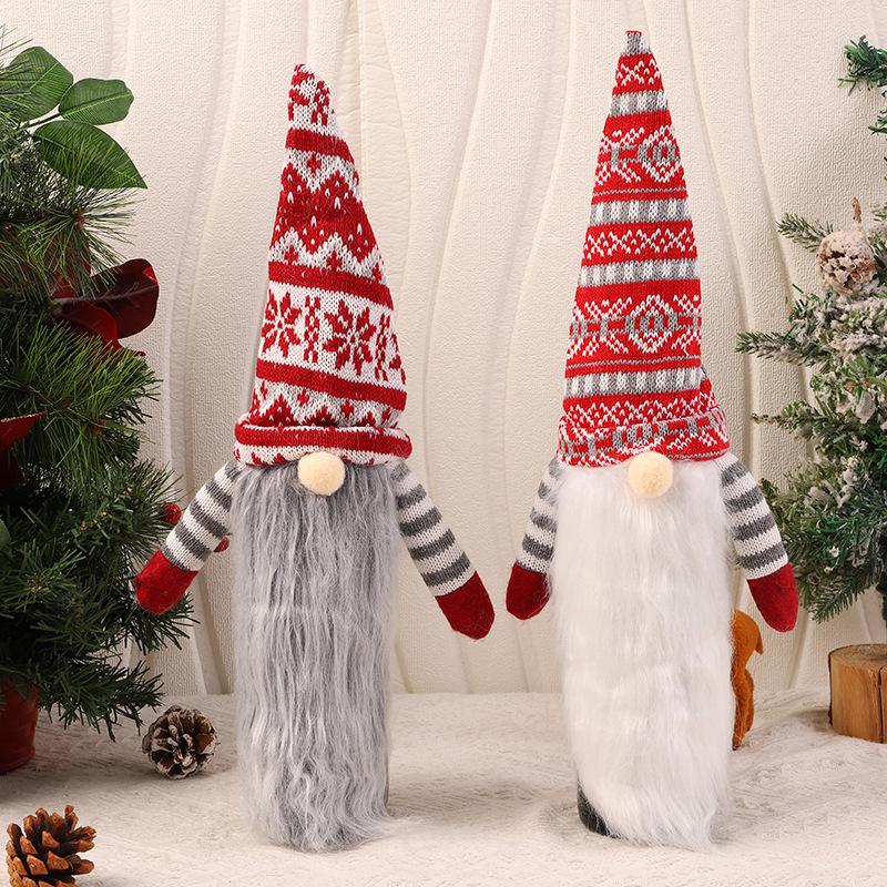Knitted Woolen Santa Wine Bottle Cover - Festive Holiday Decor