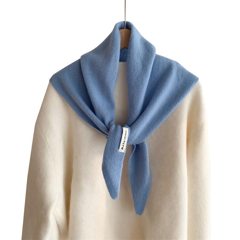 Wool knitted triangle scarf shawl women's autumn and winter thermal headscarf multi-functional thermal versatile small scarf women
