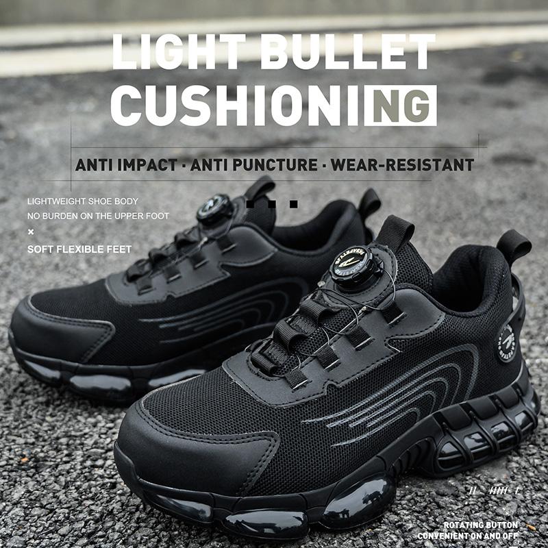 Rotating Button Safety Shoes Men Steel Toe Sneaker Air Cushion Work Man Puncture Proof Work Safety Industrial Protective Shoes