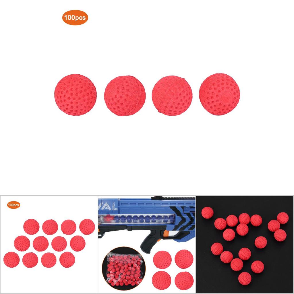 Lot de 100 PIÈCES Pack Universel EVA Doux Rond Balles Rechargeables pour Pistolet Jouet Rival (rouge)