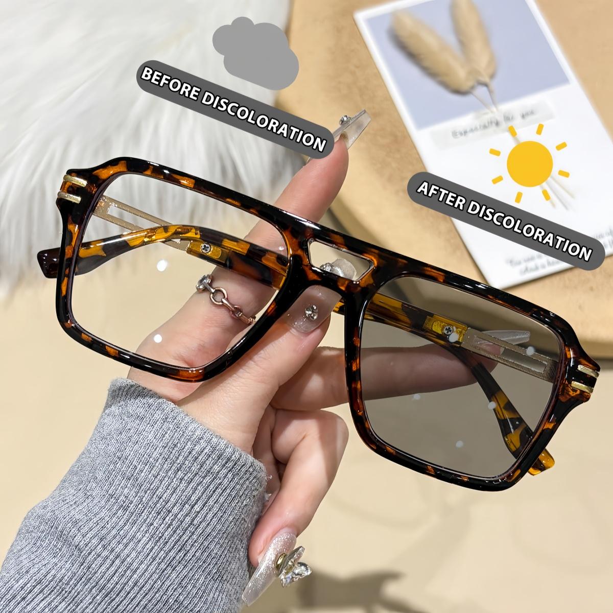 

1pc European and American retro men s and women s box fashion color changing sunglasses trendy and versatile summer sun shading