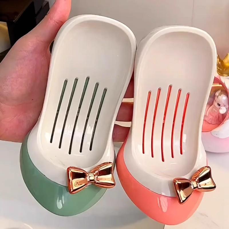 Punch-Free Draining High Heel Soap Dish - Suction Cup Holder for Bathroom