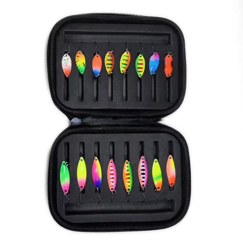 Metal Spinner Spoon Lure Kit Hard Bait Tackle with High-Strength Hooks for Bass Pike Trout Freshwater/Saltwater Fishing 16/10Pcs