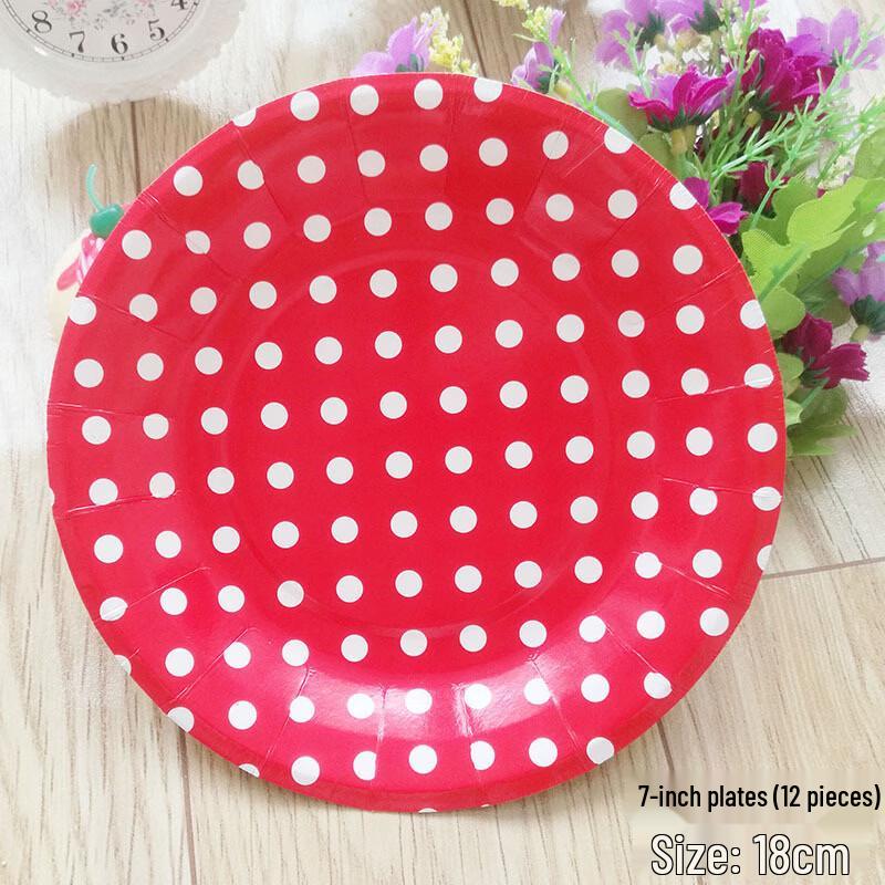 

OIMG Red Polka Dot Disposable Paper Plates