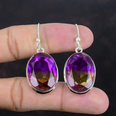 Faceted Ametrine Earrings 925 Sterling Silver Earring Handmade Elegant Earrings Ametrine Gemstone Jewelry Designer Earring Engagement Gifts