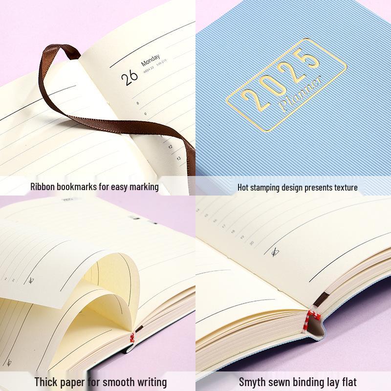 2025 A5 Thickened English Daily Planner Agenda Calendar Book