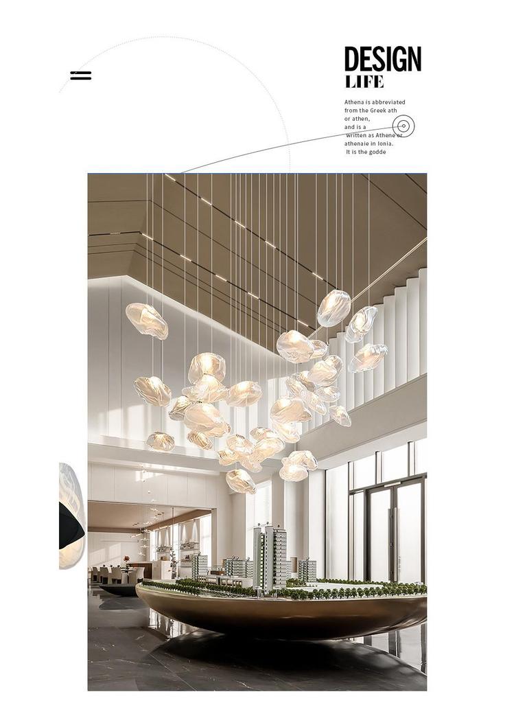 Designer Glass Cloud Staircase Pendant Light for Loft or Villa Living & Dining Rooms