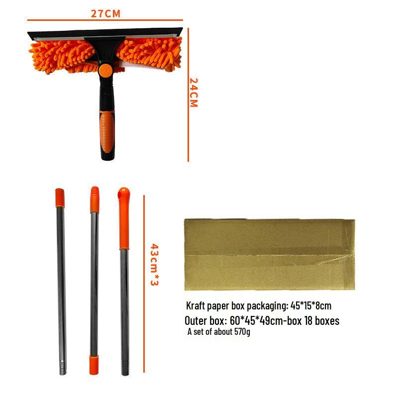 2-in-1 Double-Sided High-Rise Glass Wiper & Scraper