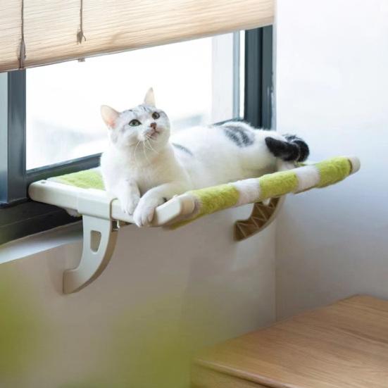 Cat Hammock Bed Adjustable Bedside Hammock Purr Loft Cats No Drilling Window Perch Cat Bed with Removable Washable Cover for Indoor Cats