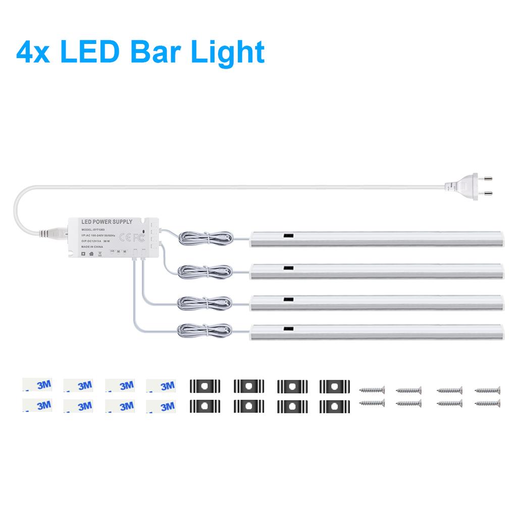 Bathroom Kitchen LED Under Cabinet Light Hand Scan Motion Sensor Switch 12V Aluminum Bar Light Tube DIY Bedroom Shelf Backlight