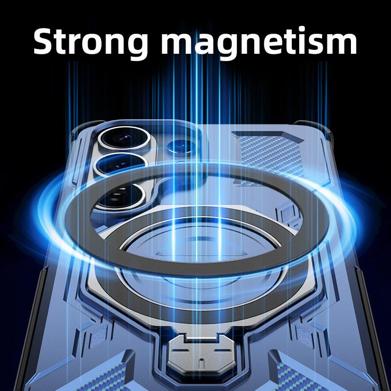 KEYSION Shockproof Magnetic Case for Samsung S26 Ultra 5G Upright Live Metal Ring Stand Phone Back Cover for Galaxy S26 S26+Plus