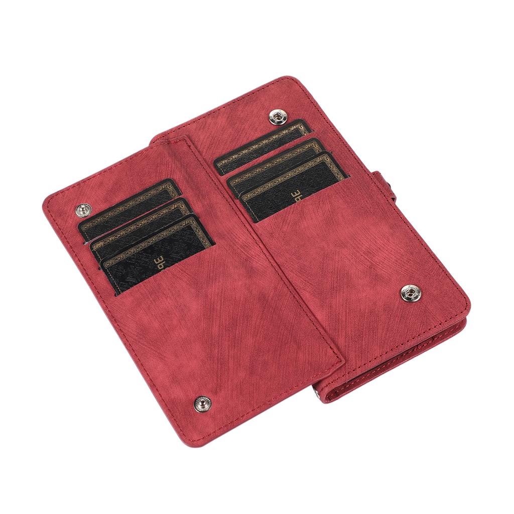 9 Karten Flip Retro Reißverschluss Leder Crossbody Portemonnaie Hülle für iPhone 15 14 13 12 11 Pro Max XS MAX XR /Samsung S23 S22 S21 S20 Ultra Plus A14 A13 A54 A53