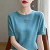 Spring Autumn Women Sweater O-Neck Cashmere Pullover Basic Short Sleeve Clothing Comfort Top Casual Solid