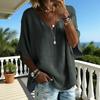 TIFICY Women's Fashion Casual Summer Spring Solid Color Print 1/2 Sleeves V-Neck Blouses & Shirts