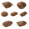 1Pcs Round Rectangular Shape Storage Tray Breakfast Bread Food Plastic Rattan Threads Basket