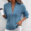 European-American Autumn/Winter Casual Solid Stand-Up Collar Cardigan Sweater