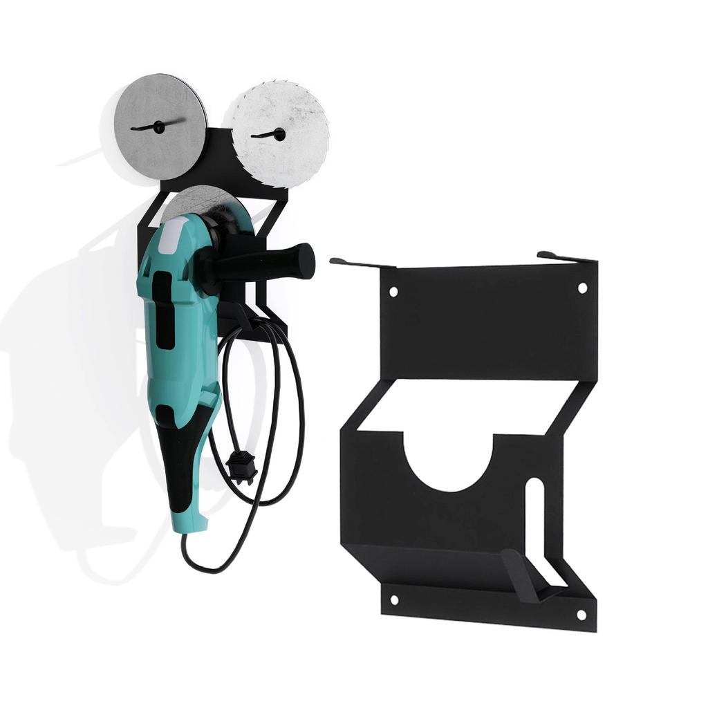 Heavy-Duty Wall-Mounted Grinder Bracket with Rope Hook for Space-Saving Garage Storage