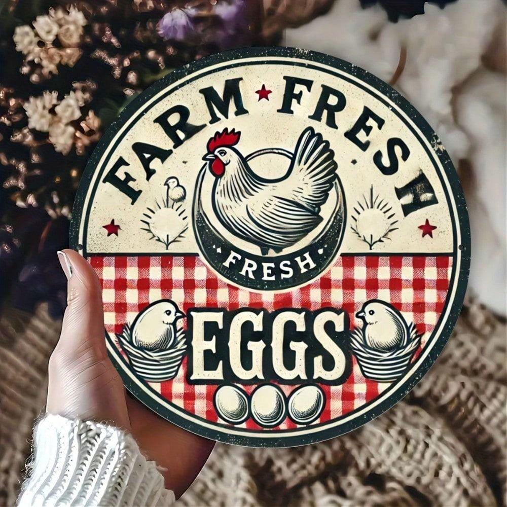 Металлический плакат Фермерская курица Яйца Декор стены кухни