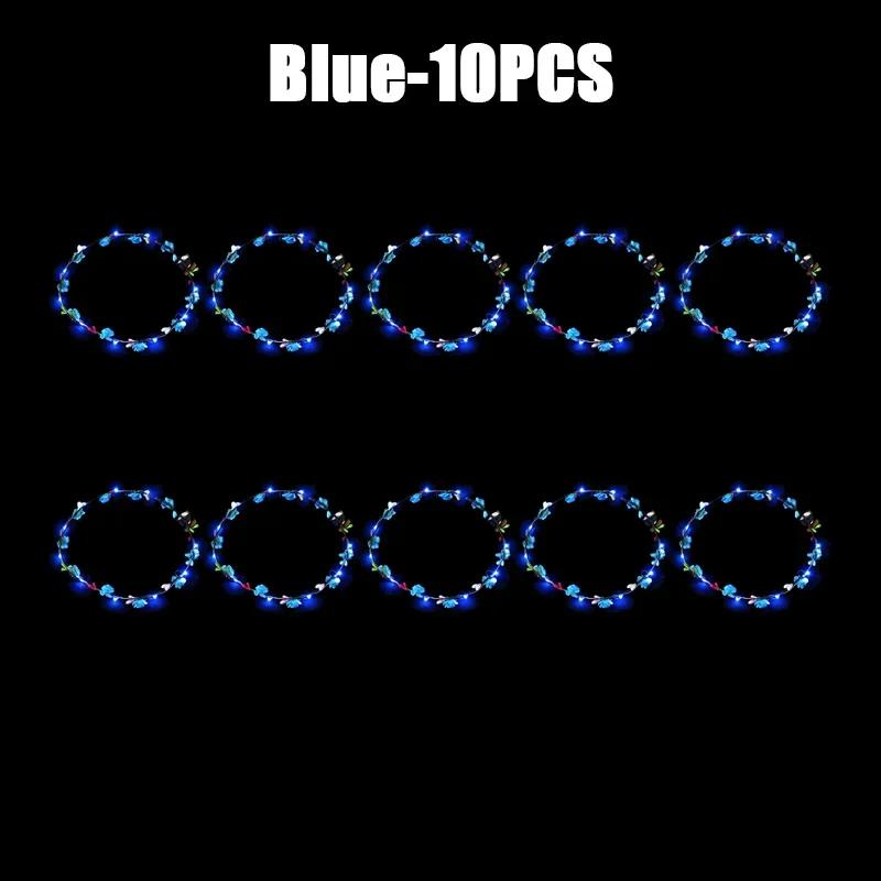 60 Adet Çiçek Çelenk Parlayan 10 LED'li Başlık Çelenk Taç Çiçekli Saç Bandı Parlayan Çelenk Düğün Partisi Noel Çelengi İçin