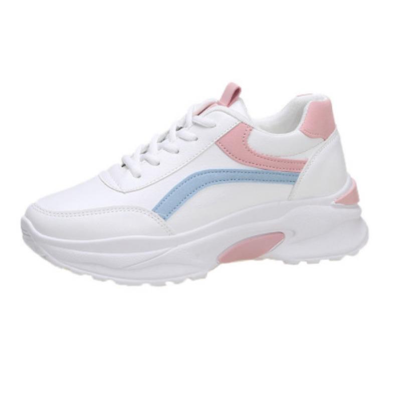 Xiaobai Shoes Female Student Leather Surface Spring and Summer New Mesh Breathable Thick-soled Thick-soled Sports Shoes Shoes