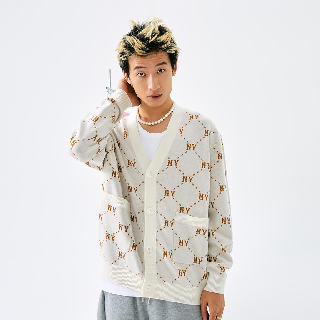 New MLB MONOGRAM Collection New York Yankees 24FW Knitwear Unisex White 3AKCM0144-50CRS