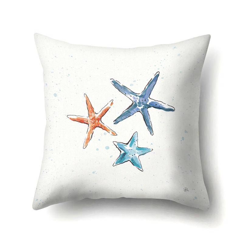 Polyester Pillowcase Peach Leather Velvet Cushion Cover Marine Life Seahorse Octopus Printed Pillow Bedside Cushion Cover