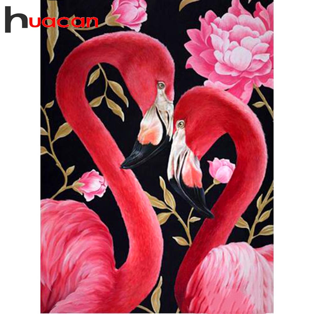 

Huacan полная квадратная/круглая дрель 5D DIY алмазная живопись Животное фламинго 3D вышивка крестиком домашний декор Gif