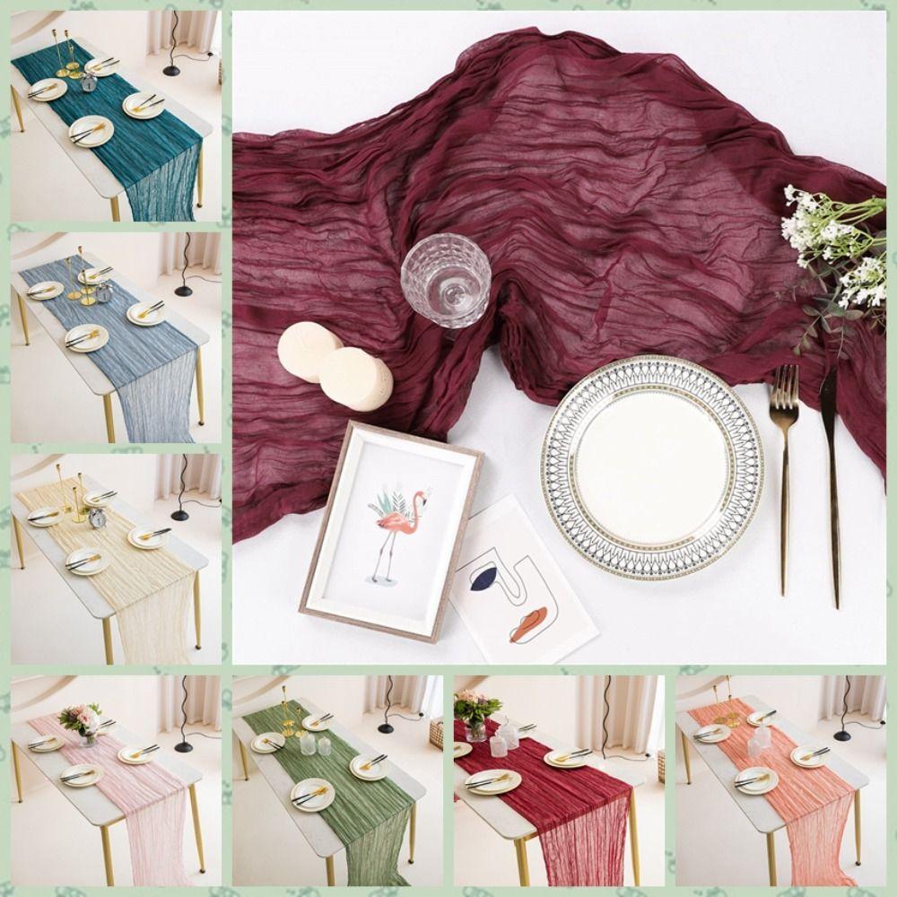 

Vintage Crepe Rustic Table Decoration Elegant Gauze Table Runner Party