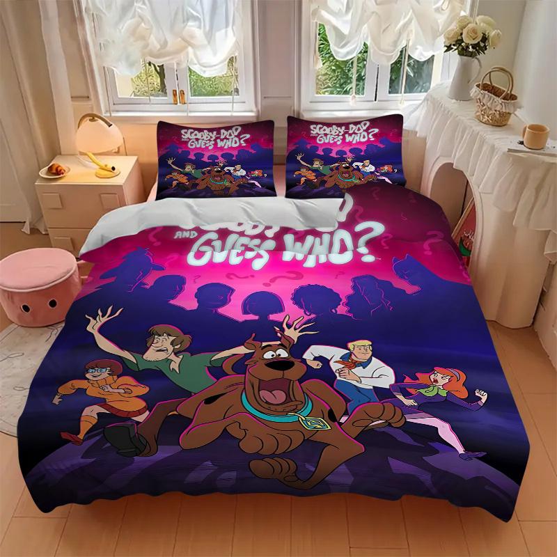3pcs Scooby Doo and Guess Who Quilt Set Soft and Comfortable Bedroom, Guest Room and Dorm Decor Bedding Set.H074
