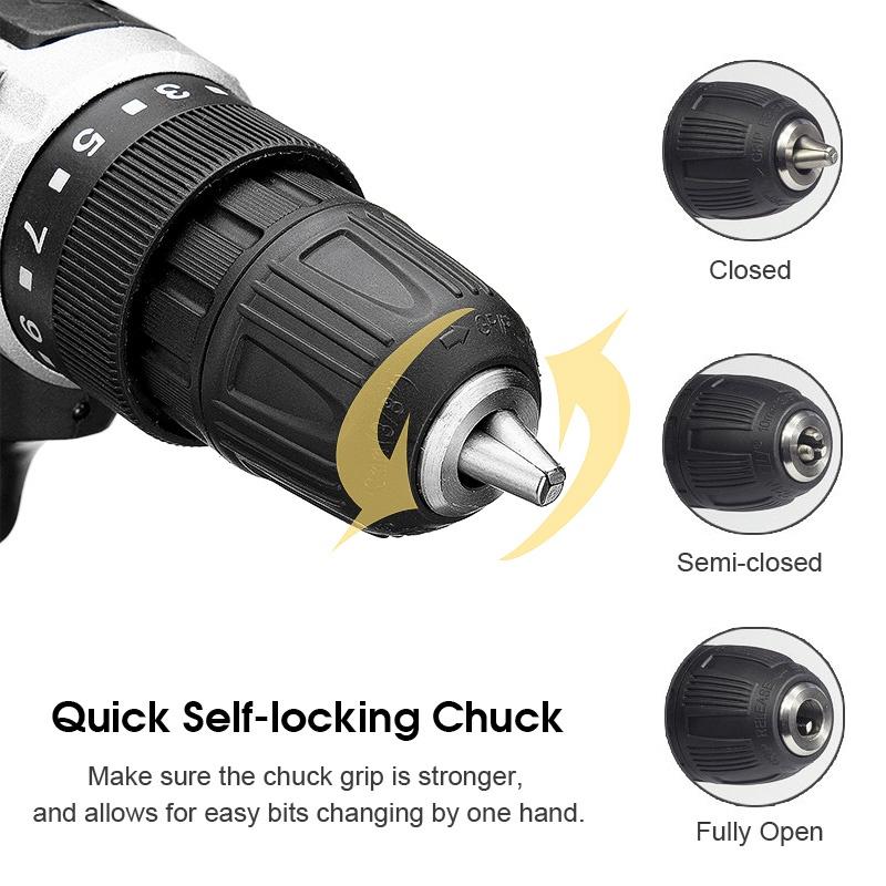 36V Heavy Duty Brushless Motor Impact Wrench Machine Cordless Drill Torque Battery