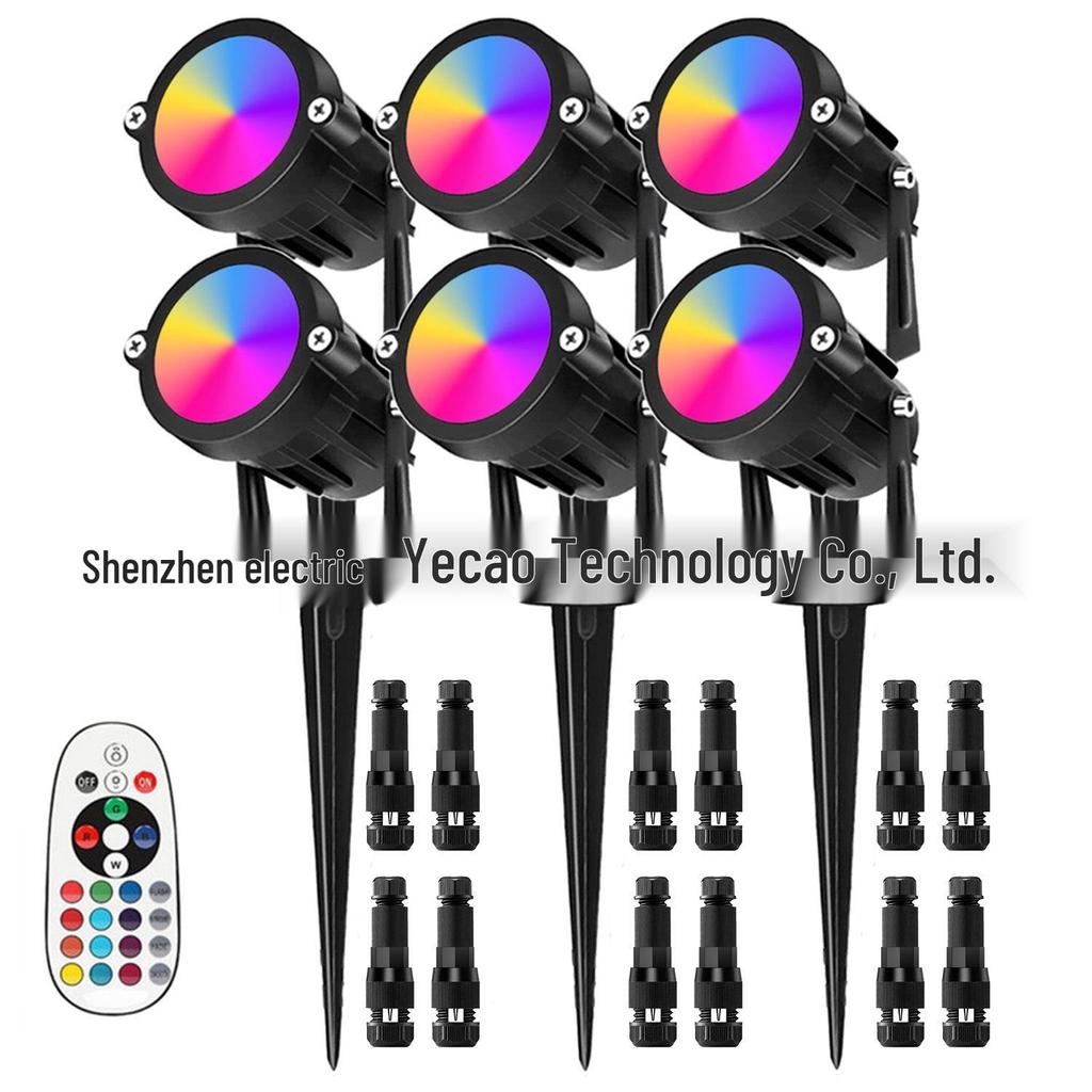 RGBW 12V Landscape Light: Colorful Plug-in Strip with Remote Control, Spotlight, and Courtyard Projector for Lawn Lighting.