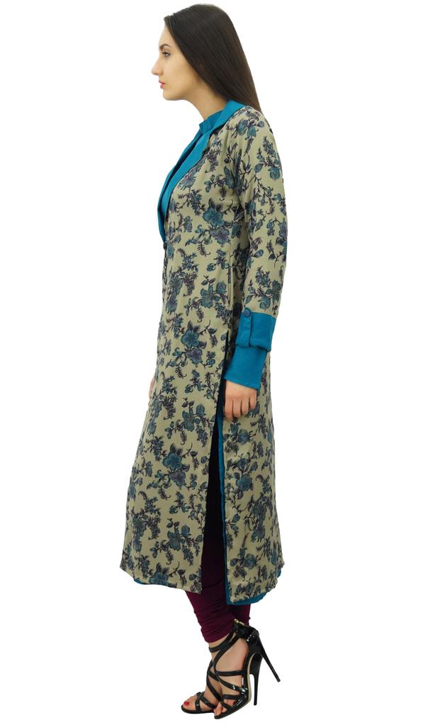 Bimba Women 2 Pcs Straight Ladies Kurta Kurti with Printed Jacket Winter