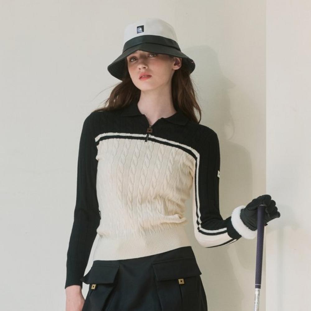 Onoff Women S Cable Knit Half Zip Sweater Of2303lb Black BLACK/34