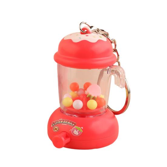 Kids Manual Juice Press Gashapon Keychain Simulation Extractor Toy with Spinning Balls Mini Backpack Charm for Boys Girls