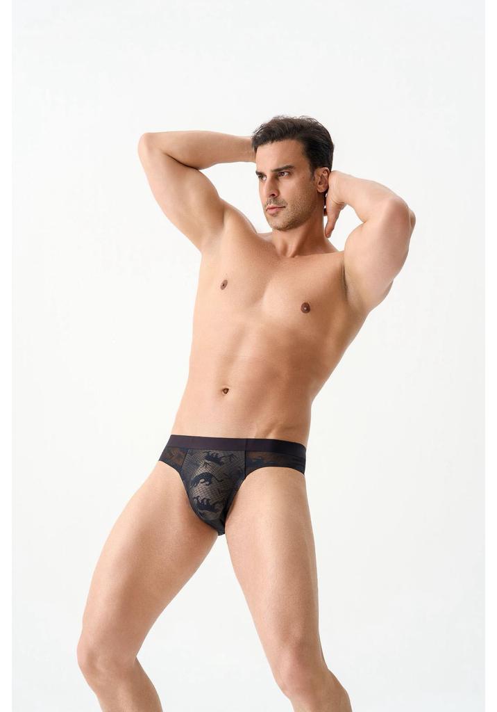 Leopard Jacquard Men's Antibacterial Hyaluronic Acid Underwear with Camellia Fragrance
