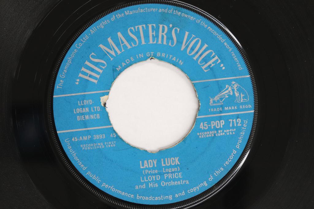 7inch Record LLOYD PRICE - Lady Luck / Never Let Me Go 45POP712 HIS MASTER'S VO 1960 UK Rock Used