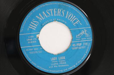 7inch Record LLOYD PRICE - Lady Luck / Never Let Me Go 45POP712 HIS MASTER'S VO 1960 UK Rock Used