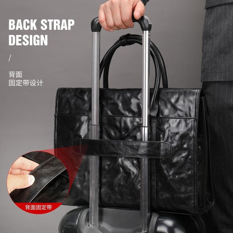 

Мужская деловая сумка Кожаный портфель Верхний слой Коровья кожа Большая вместимость Ноутбук чёрный