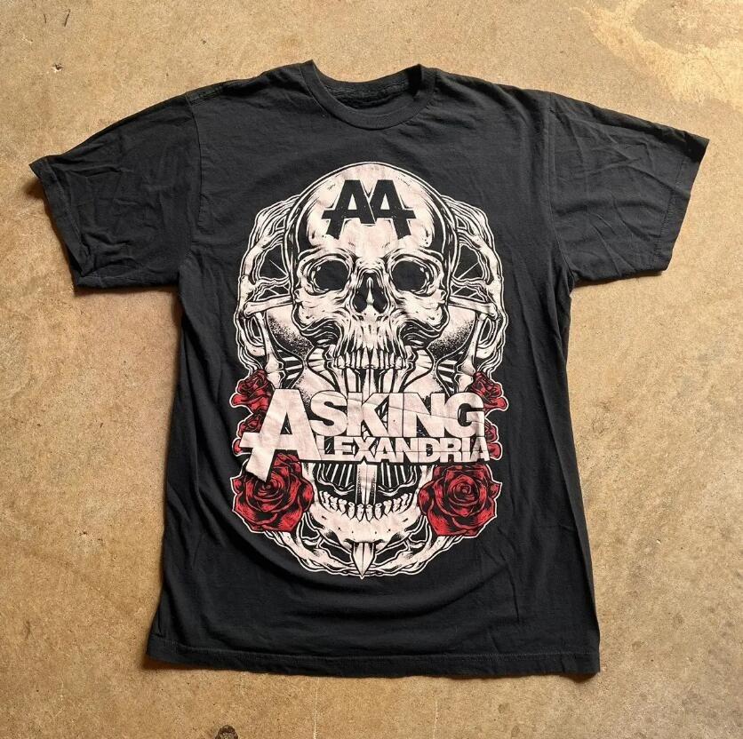 Streetwear Vintage Asking Alexandria Band British Metal Core Mens Summer Cotton Casual Short Sleeve T-Shirt Top Harajuku Hip Hop