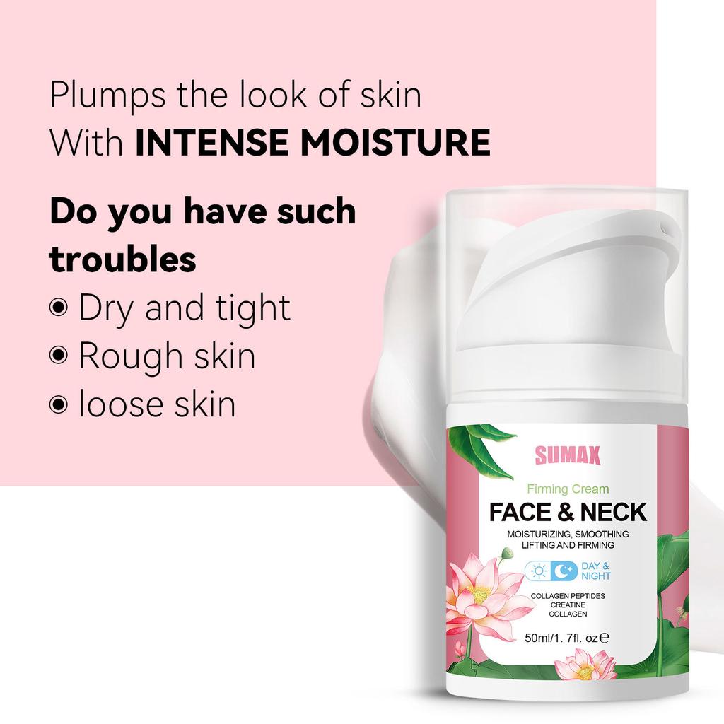 Lotus Collagen Peptide Firming Cream 50ml Duckbill Push Bottle Moisturize and Brighten Skin Tone Revitalize and Nourish Hydrate