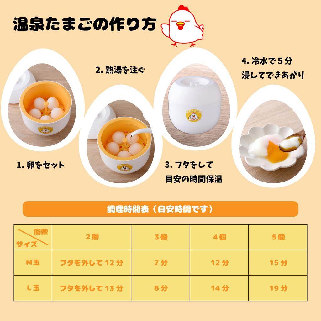 Hervidor de Huevos de Manantial Caliente Ernest Solo Vierta Agua Caliente Prepara hasta 5 huevos en Cuenta con una función de enfriamiento y calentamiento para un fácil manantial caliente casero - ¡Agua! una vez.