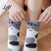 Winter Gifts for Girlfriends Cute Cat Paw Socks Women Fuzzy Socks Cozy Soft Plush Embroidered Women Animal Slipper Warm Coral Fleece Sleeping Autumn