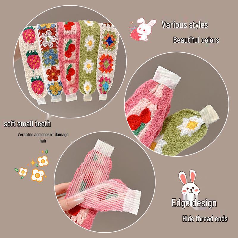 Francouzská květinová nemačkavá pletená čelenka pro ženy, kouzelná samolepka vlasový doplněk pro miminka a dospělé