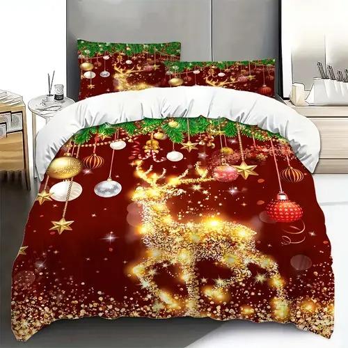 Comforter Christmas Elk Christmas Elk Background Theme Suitable For Children Kids Adults Warm Soft And Breathable
