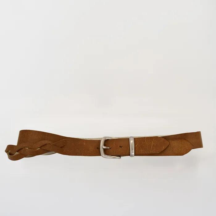 Layered Weaving Leather Belt ( Brown )