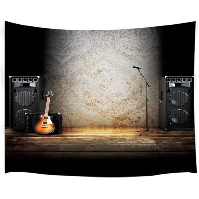 NYMB Music Tapestry Wall Hanging, Vintage Guitar on Wood Stage Wall Tapestry Art for Home Decorations Dorm Decor Living Room Bedroom Bedspread,