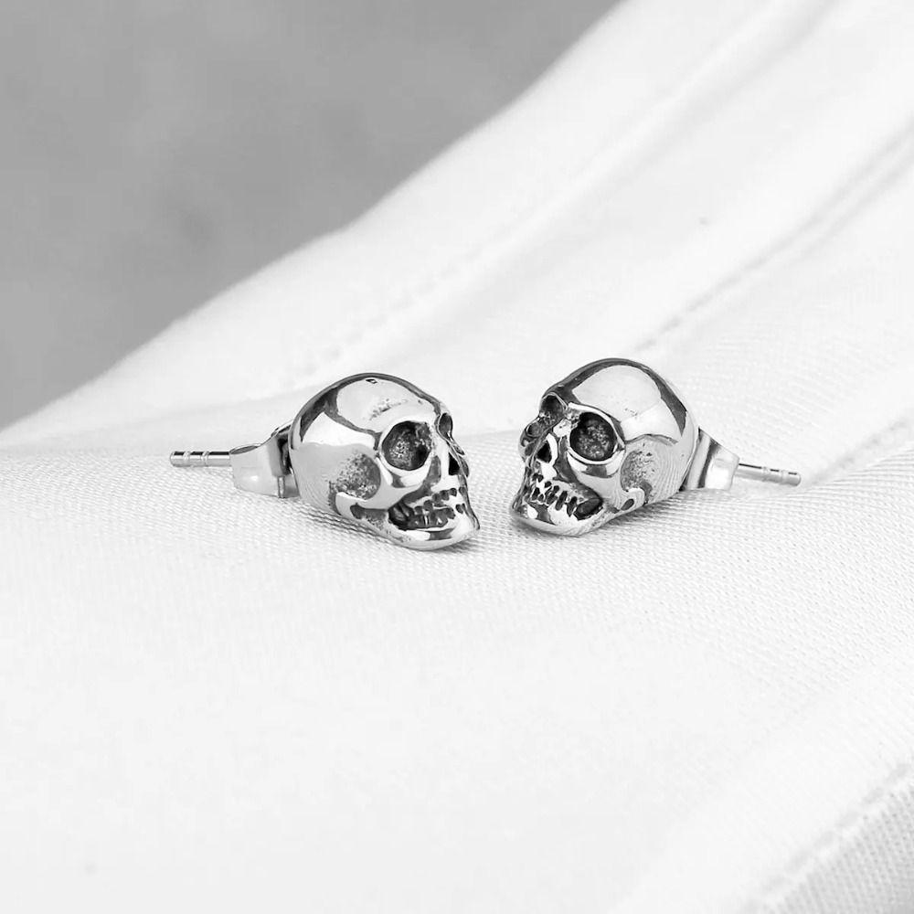 Hiphop Style Personality Earrings Prevent Allergy Mini Ear Clip Skeleton Stud Earrings  Halloween
