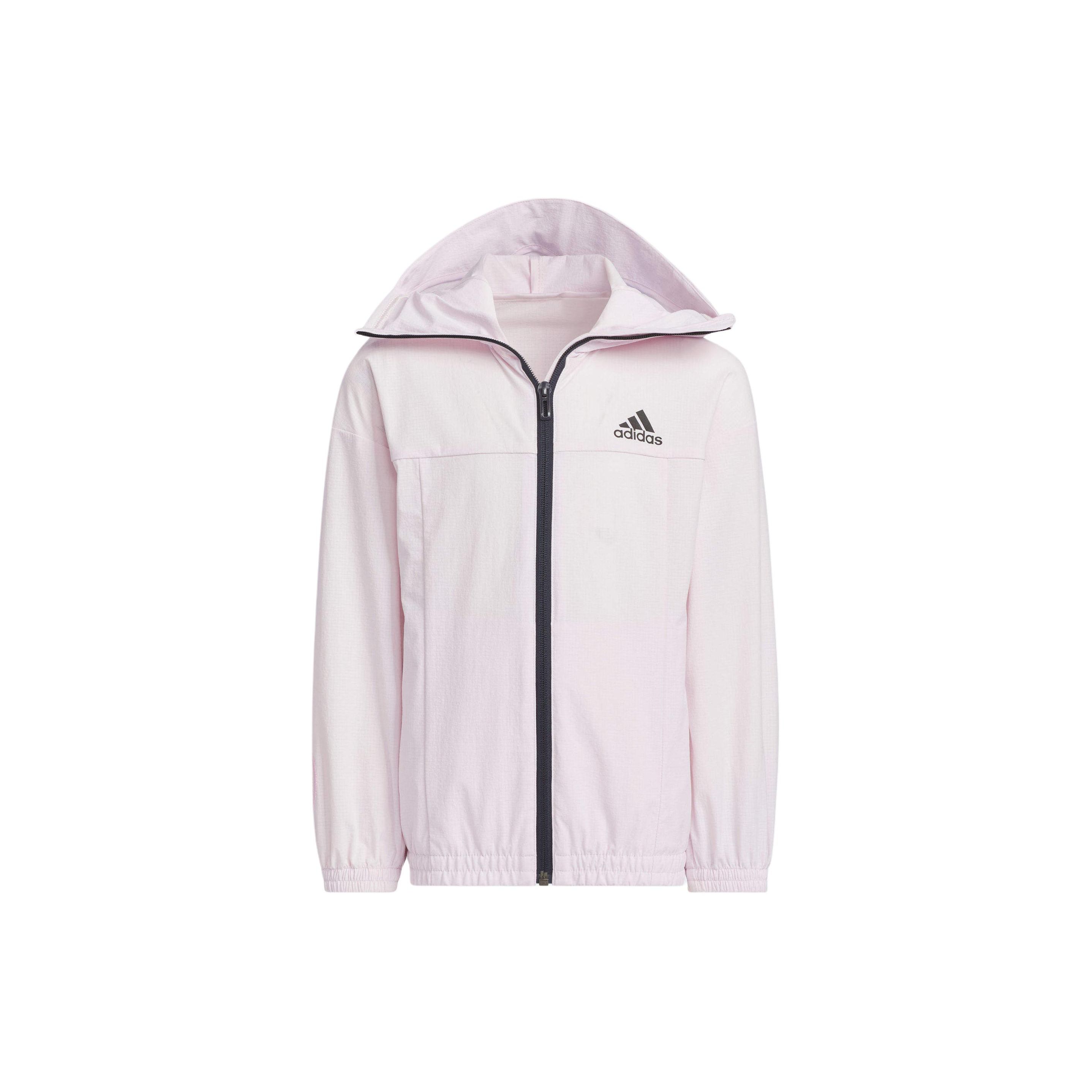 Adidas LK SPW Куртка с капюшоном и длинным рукавом, дизайн Color Block, молния, принт с логотипом, детские куртки, розовый JI9770 A116
