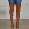 Stivali da Donna Alti Fino al Ginocchio Peep Toe alla Moda Taglie Grandi 34-46 Zip Laterale Elastici Stivali Lunghi Scarpe da Donna